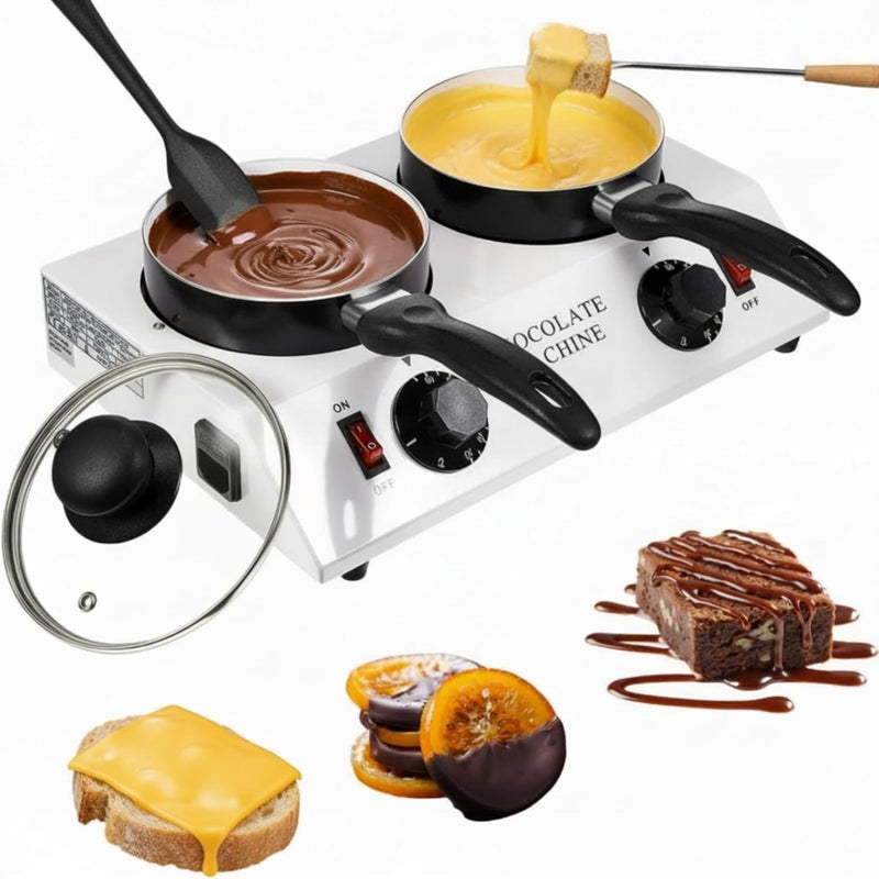 ROCEEI 1 Set Chocolate Boiler Electric Heating Chocolate Melting Tempering Machine with 1 Silicone Spatula Boiler for Melting for Candy (Double Pot) - Image 1